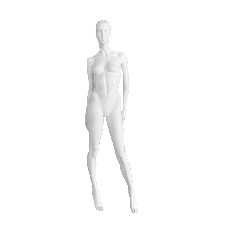 Maniquí de mujer con cabeza esculpida para exhibir ropa