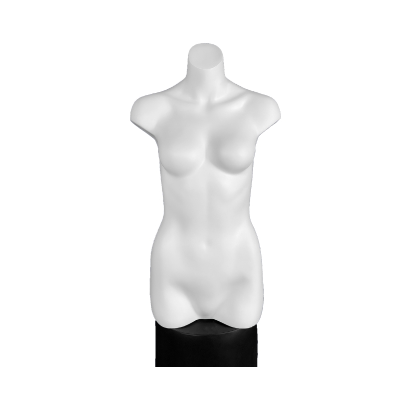 Torso de lencería para mujer sin brazos sobre mesa en color blanco