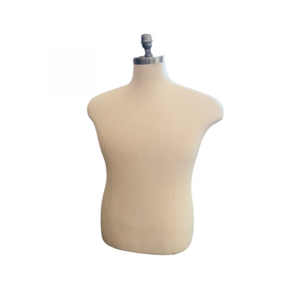 Busto de hombre forrado en tela para exhibir ropa